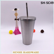 450ml Stainless Steel Travel Mug with Stainless Steel Straw (SH-SC49)